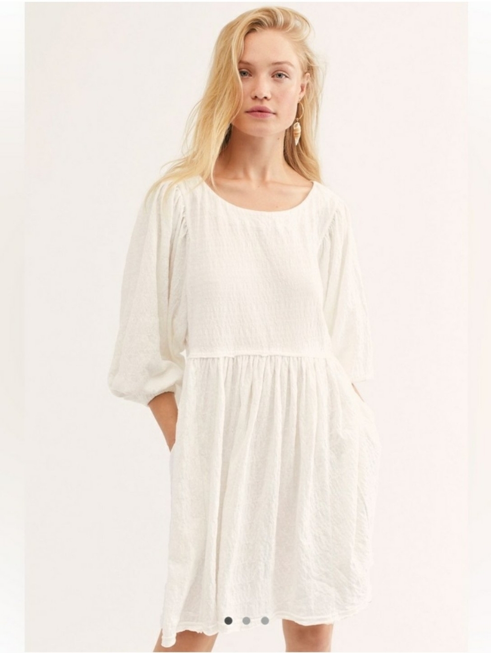 Free People Beach Get Obsessed White Guaze Babydoll Dress Size XL